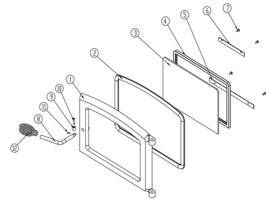 Door Parts List Diagram and Parts List for VG5770  US Stove Company Heating Stove